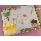 Beauty and The Beast Belle Birthday Guest Book with Cupcakes Theme Keepsake